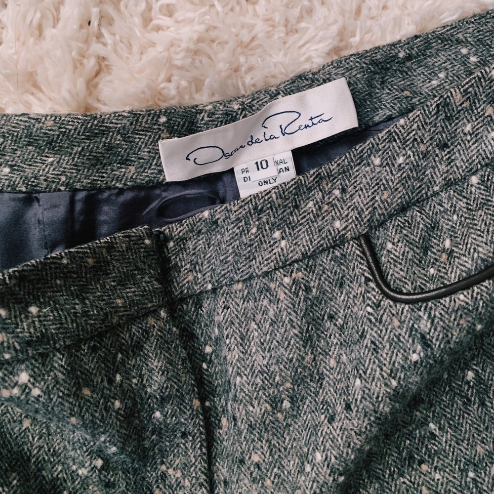 Oscar de la Renta herringbone trousers.